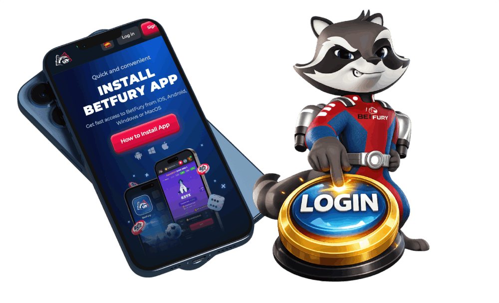 BetFury Casino App on a mobile phone